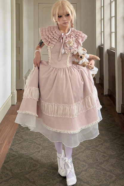 Pink Lace Embroidered Dress Set-Up