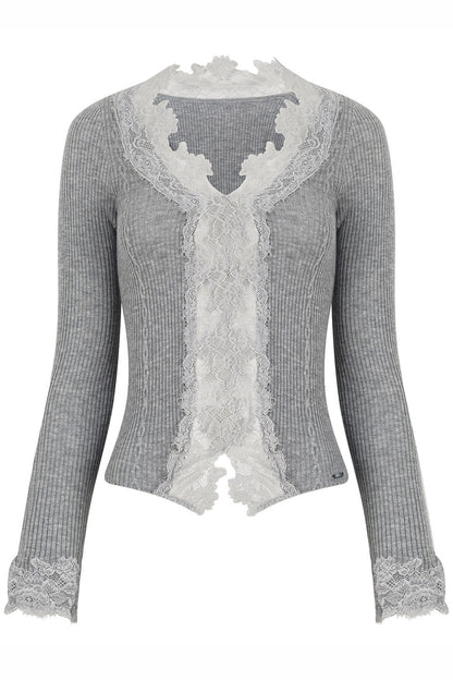 Elastic Lace Knit Sweater