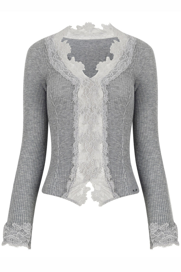 Elastic Lace Knit Sweater