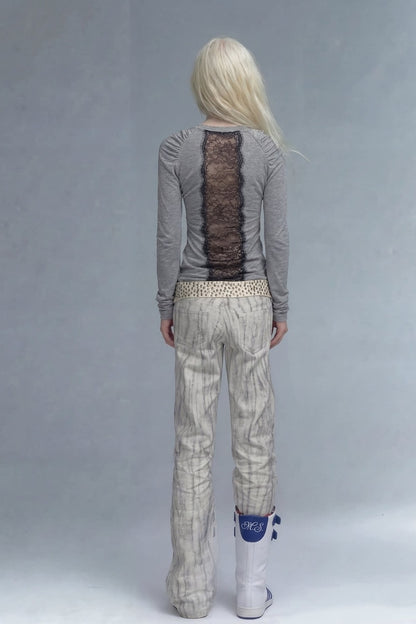 White Low-Waisted Micro-Flared Jeans