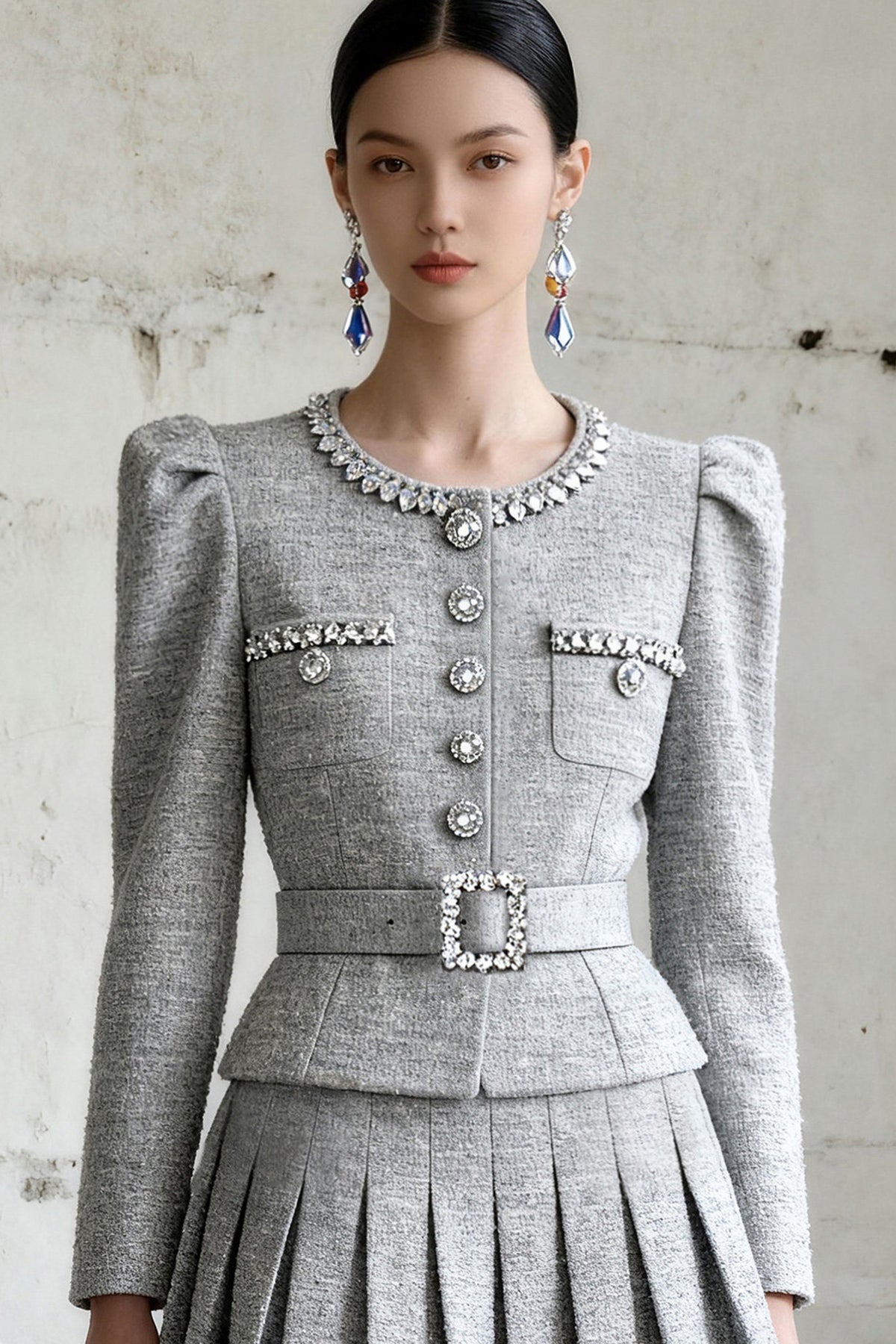 Light Luxury Top and Pleated Skirt Set