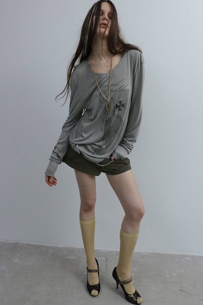 朋克不對稱Long sleeveT恤