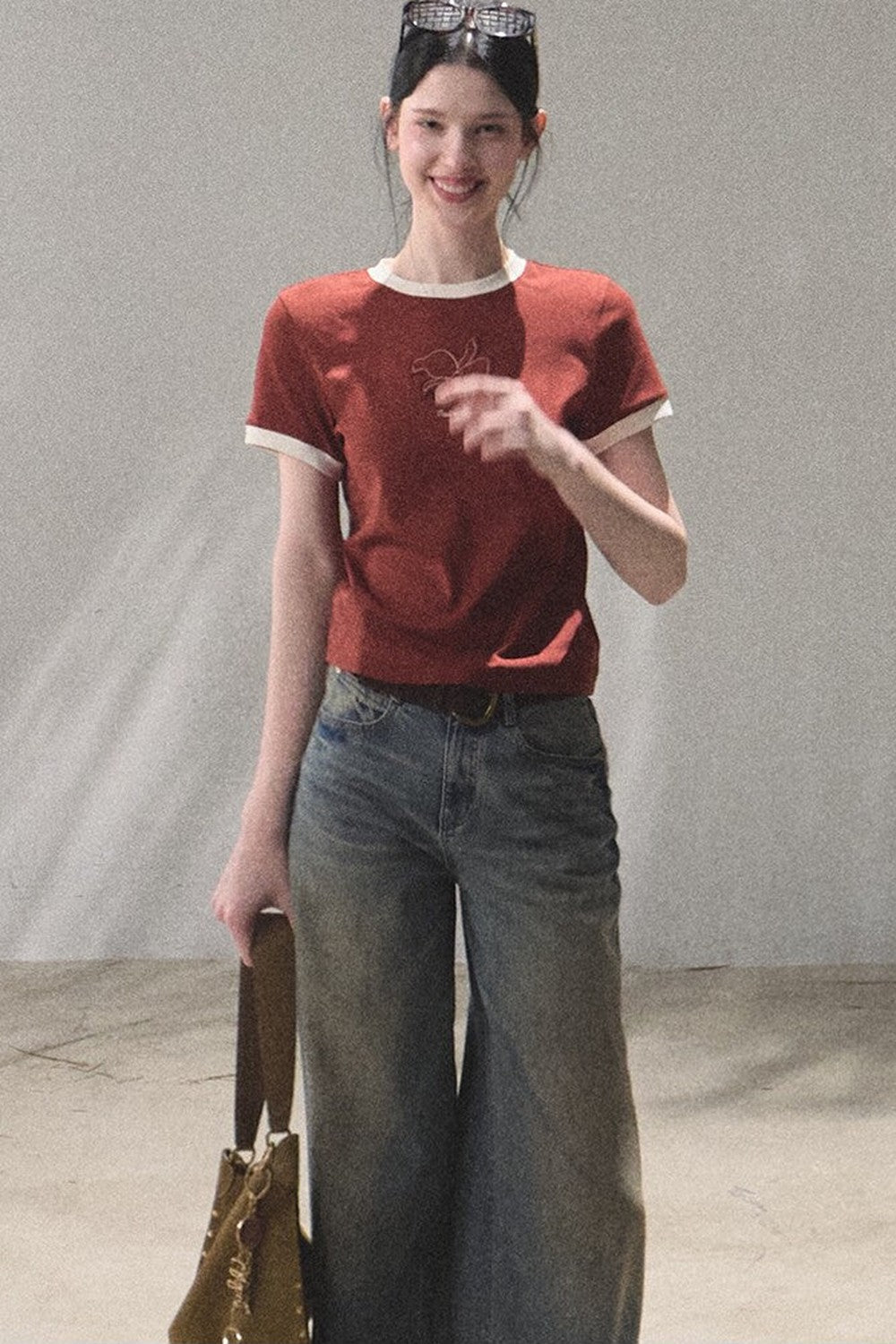 Vintage Hand-Painted Wide Leg Jeans Set
