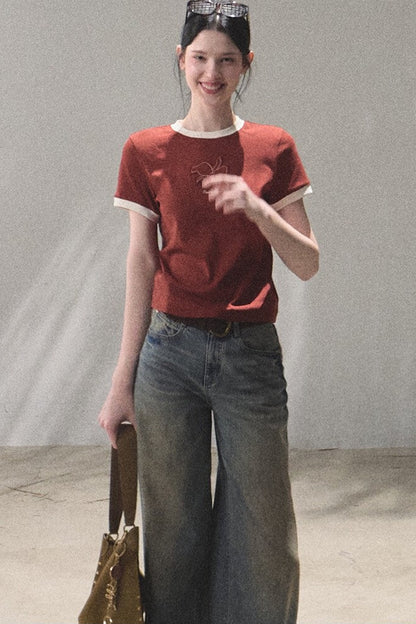 Vintage Hand-Painted Wide Leg Jeans Set