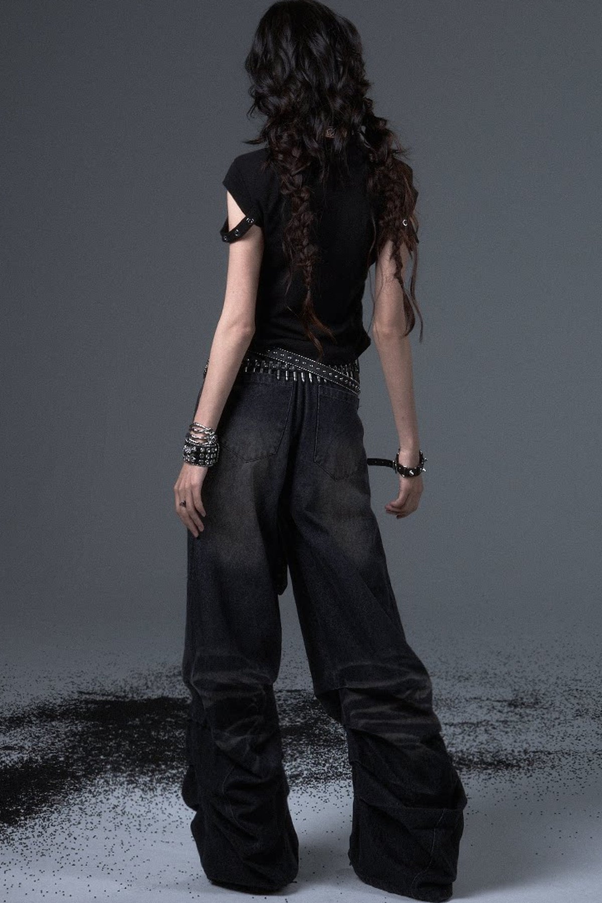 Wide Leg Washed Scimitar Jeans