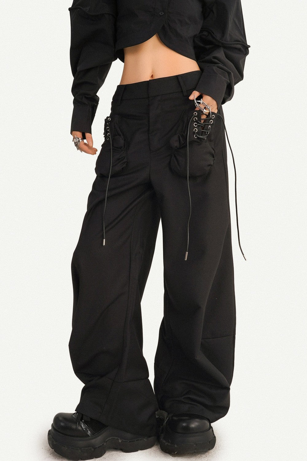 Dark Style Lace-Up Shirt