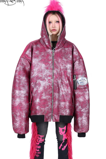 Oversized Acid Wash Bomber Jacket