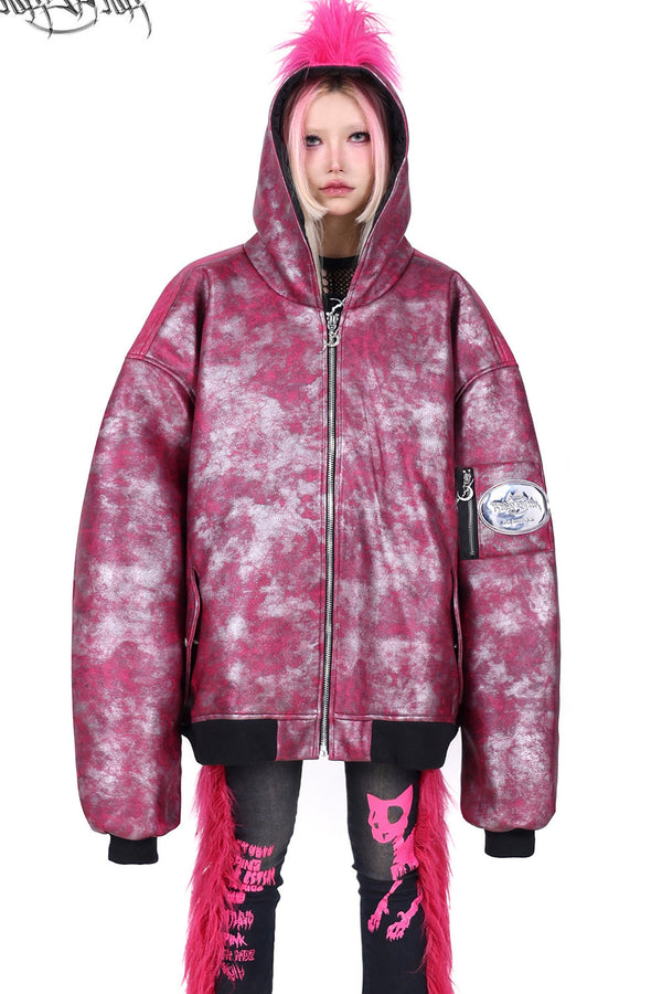 Oversized Acid Wash Bomber Jacket
