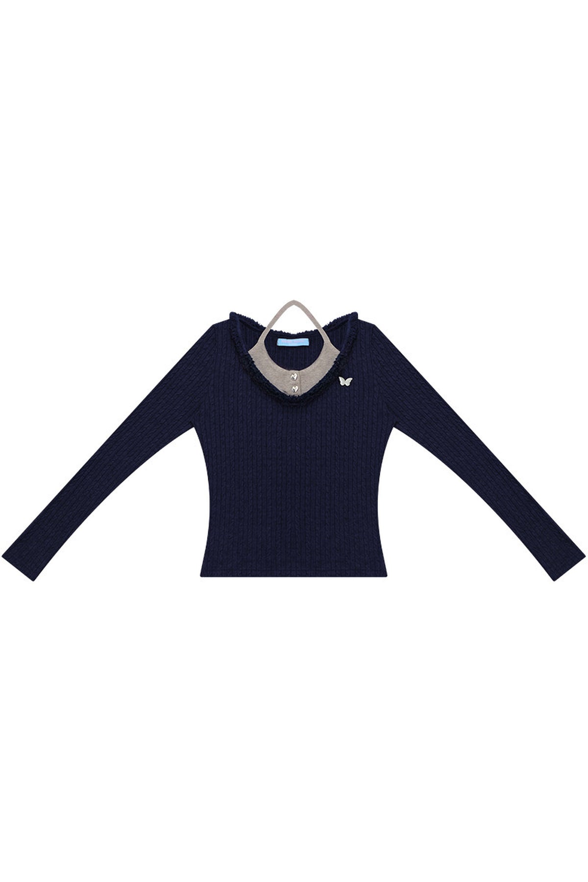Layered-Look Frayed Knit Top