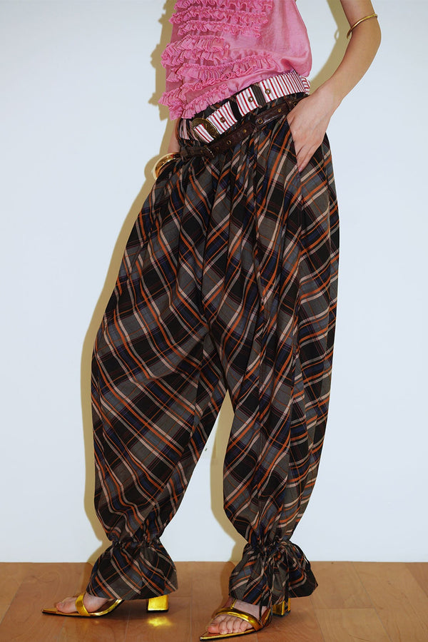 Retro Plaid Cotton Pants