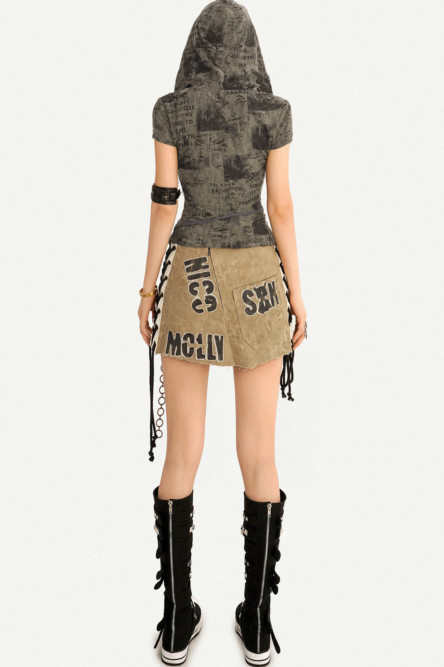 Retro Distressed Hooded Top