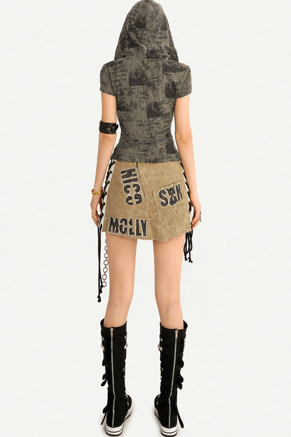 Retro Distressed Hooded Top