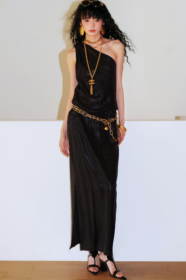 Exquisite Linen One-Shoulder Dress