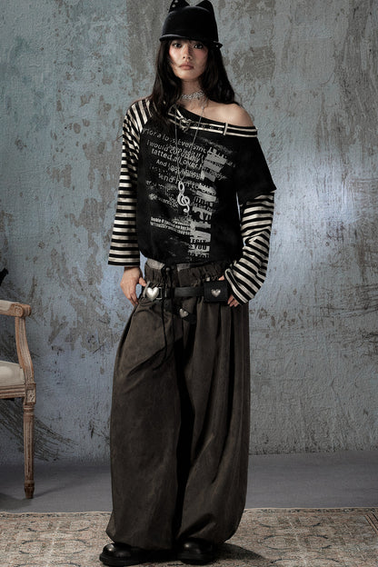 Double-Waist Belted Pants