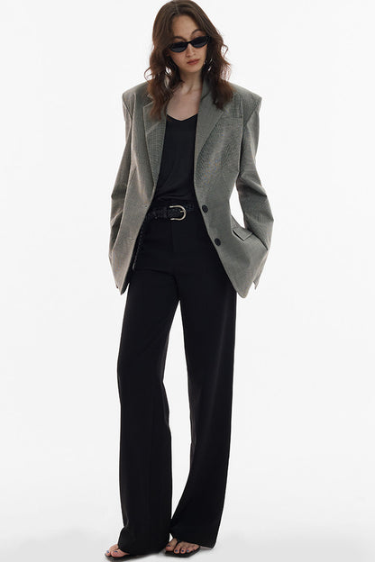 Straight-Leg Floor-Length Suit Pants
