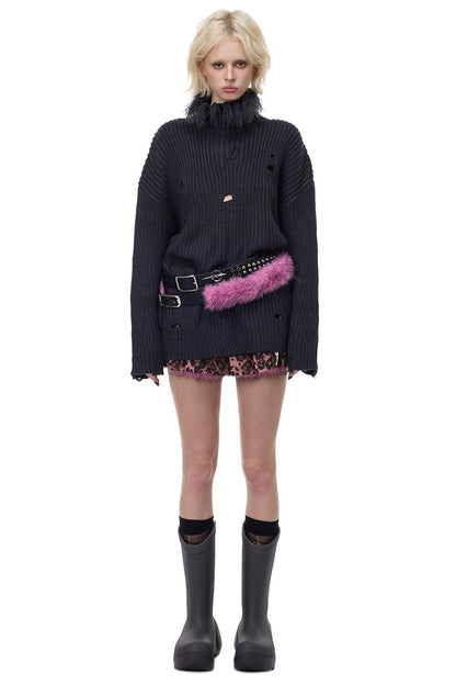 Double Strap Studded Leather Belt