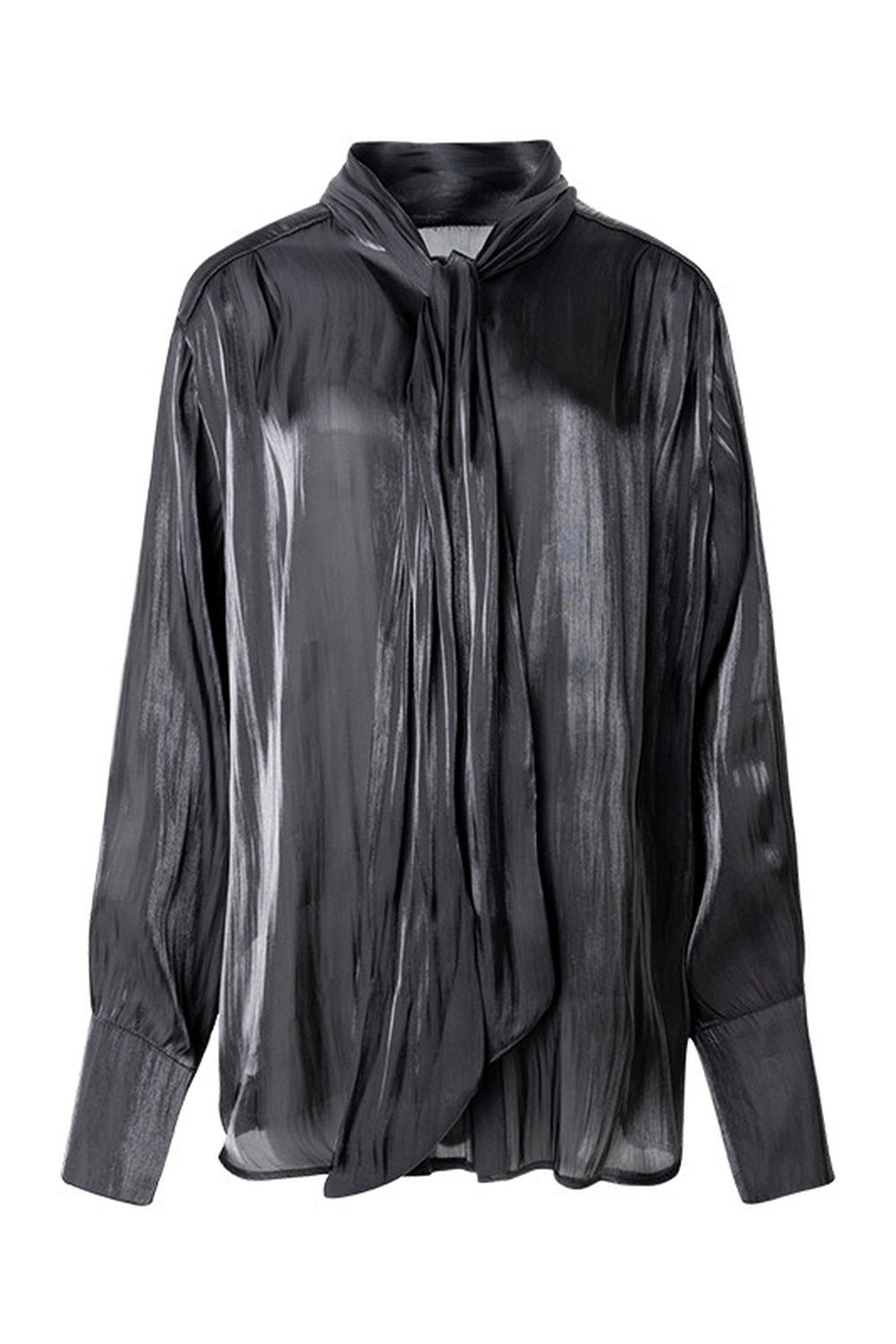 Pleated Tie Neck Shirt