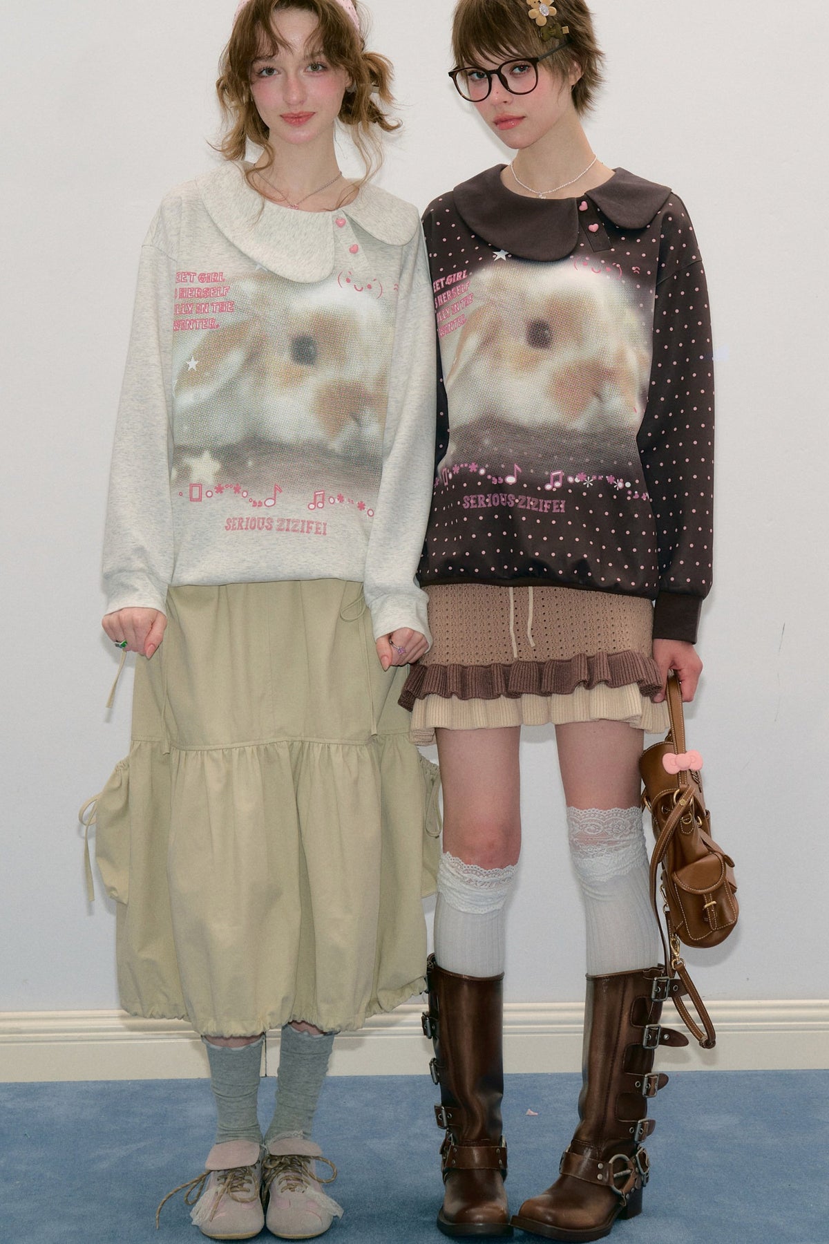Rabbit Print Polka Dot Sweatshirt