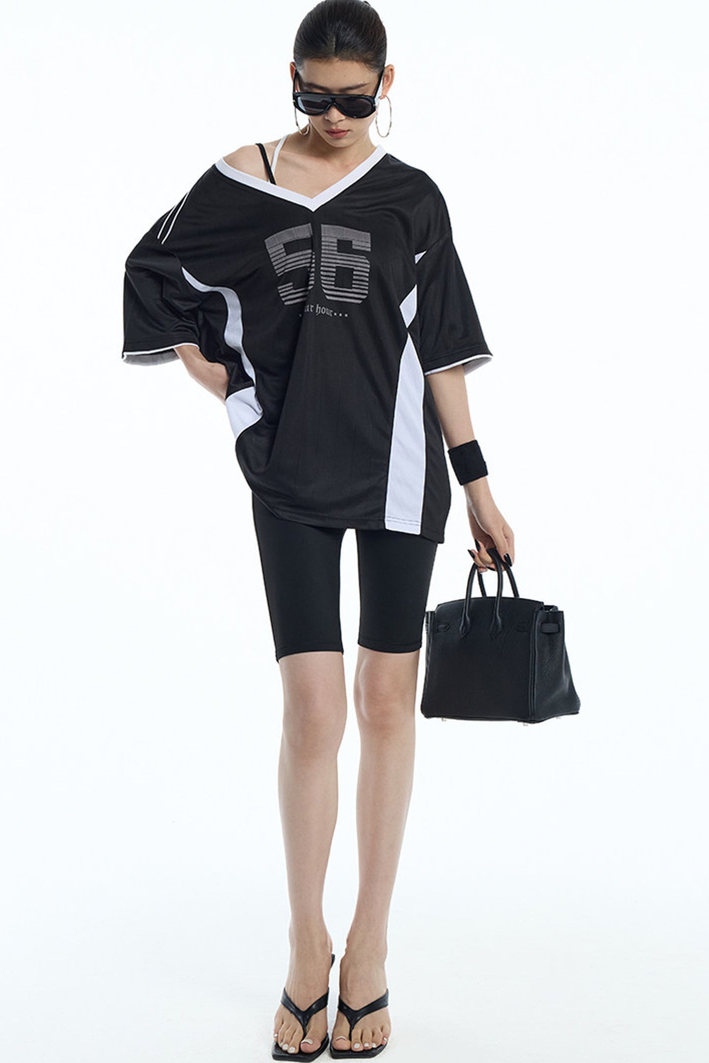 Loose V-Neck Jersey T-Shirt