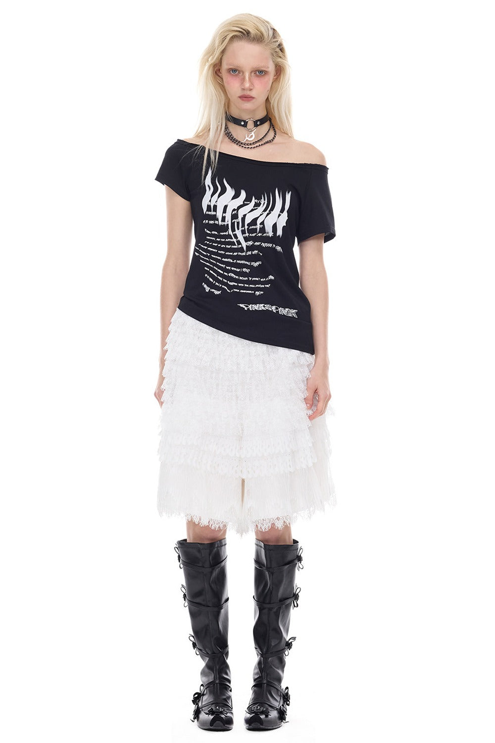 Detachable Layered Patchwork Lace Loose Pants
