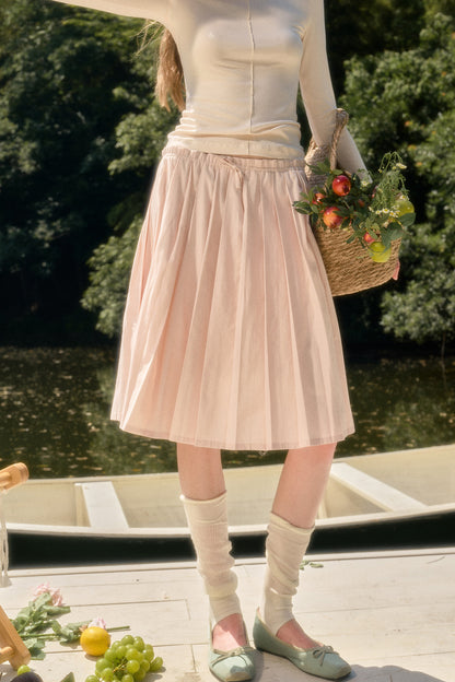 Elastic Waist Deer A-Line Pleated Skirt
