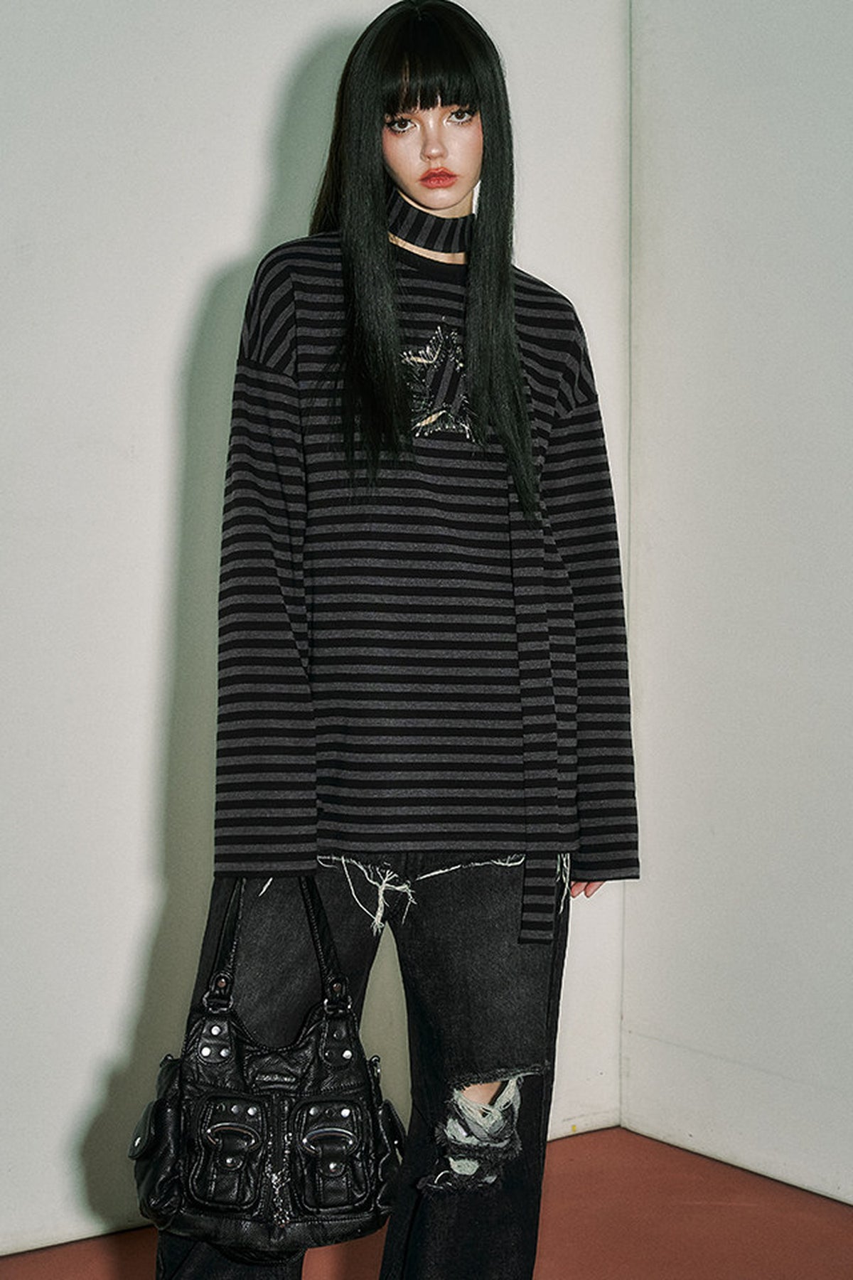 Striped Long-Sleeved T-Shirt Set-Up