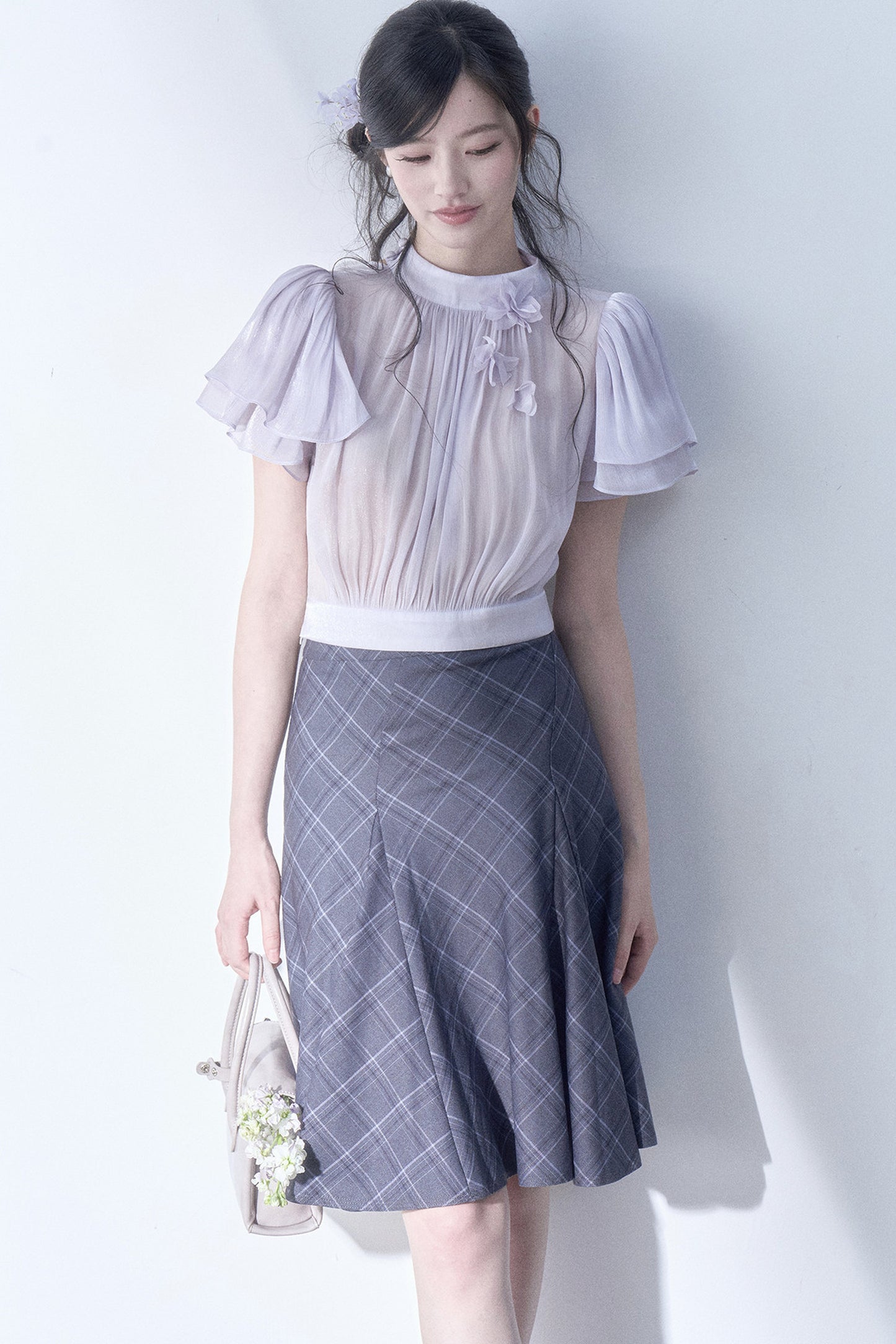 Floral Petal Flutter Sleeve Top Set-Up