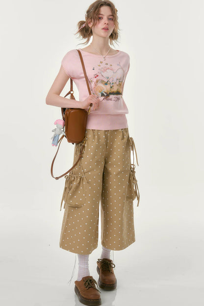 Pink Knitted Short-Sleeve T-Shirt