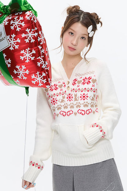 Fair Isle Knit Hoodie