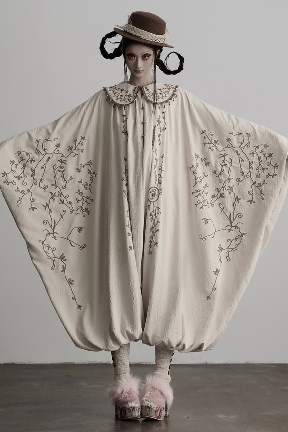 Heavy Embroidery Beading Batwing Jumpsuit