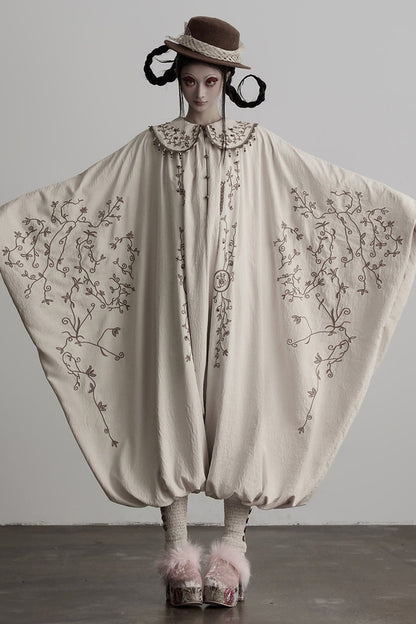 Heavy Embroidery Beading Batwing Jumpsuit
