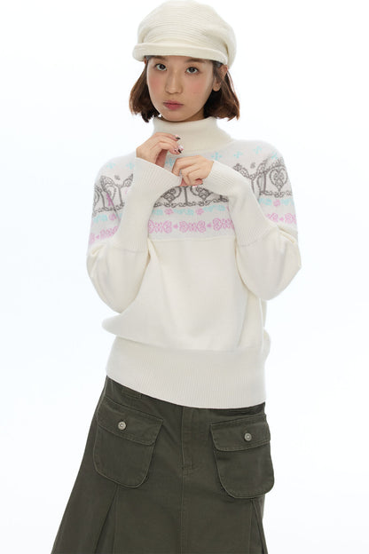 Batwing Sleeve Fair Isle Sweater