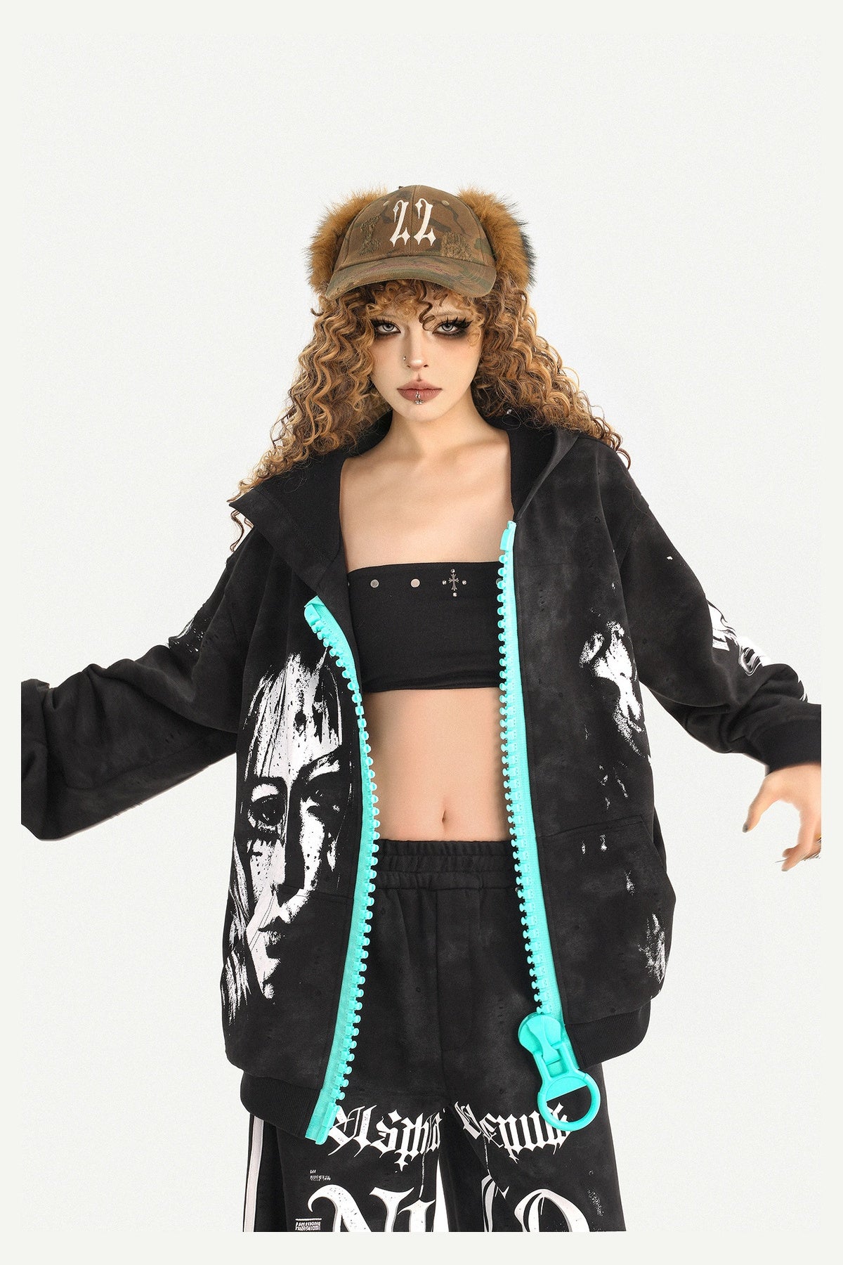 Loose Zip Hoodie Jacket and Sweatpants Set-Up