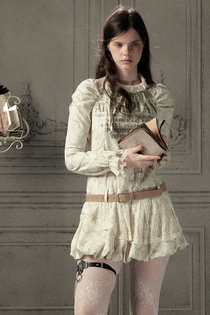 Beige Long Sleeve Halter Dress
