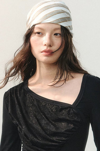 Wave Pattern Striped Headscarf