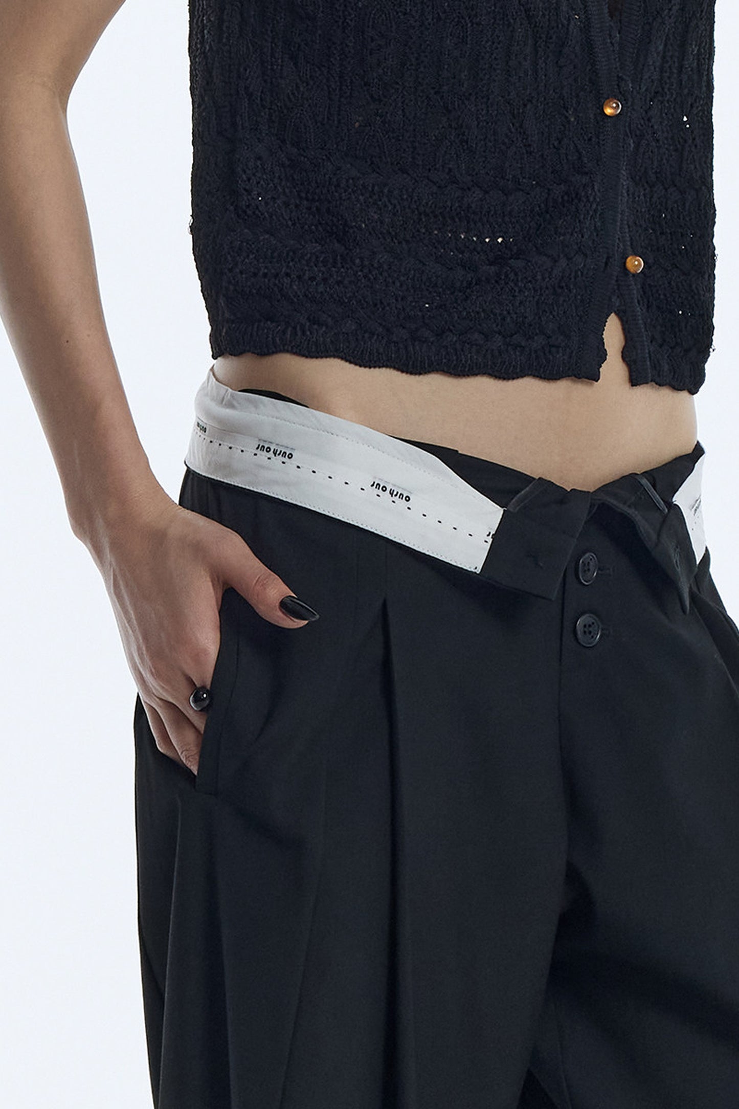 Black Pleated Wide-Leg Trousers