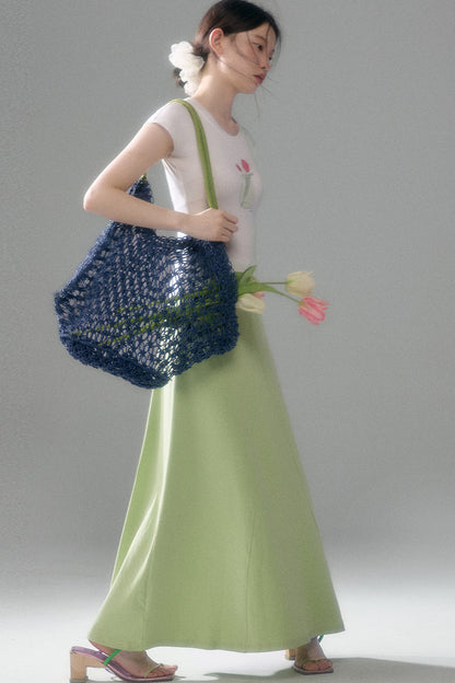 Cotton Blend A-Line Skirt