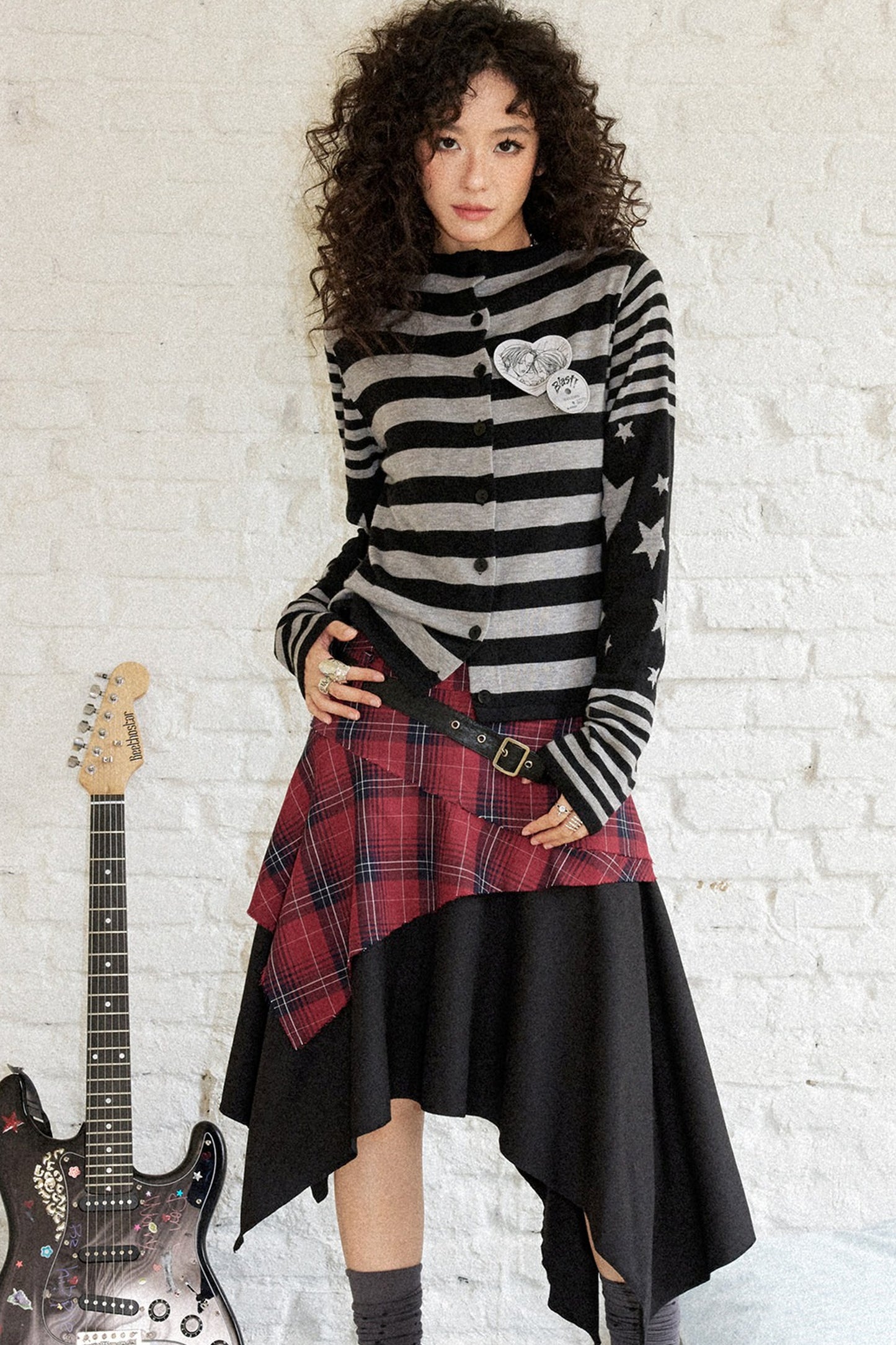 Star Knit Striped Cardigan