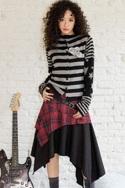 Star Knit Striped Cardigan