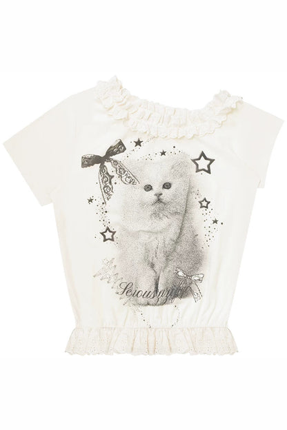 Star Dust Cat Lace T-Shirt