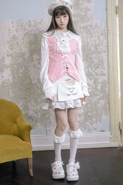 Butterfly Buckle Jacquard Cotton Vest