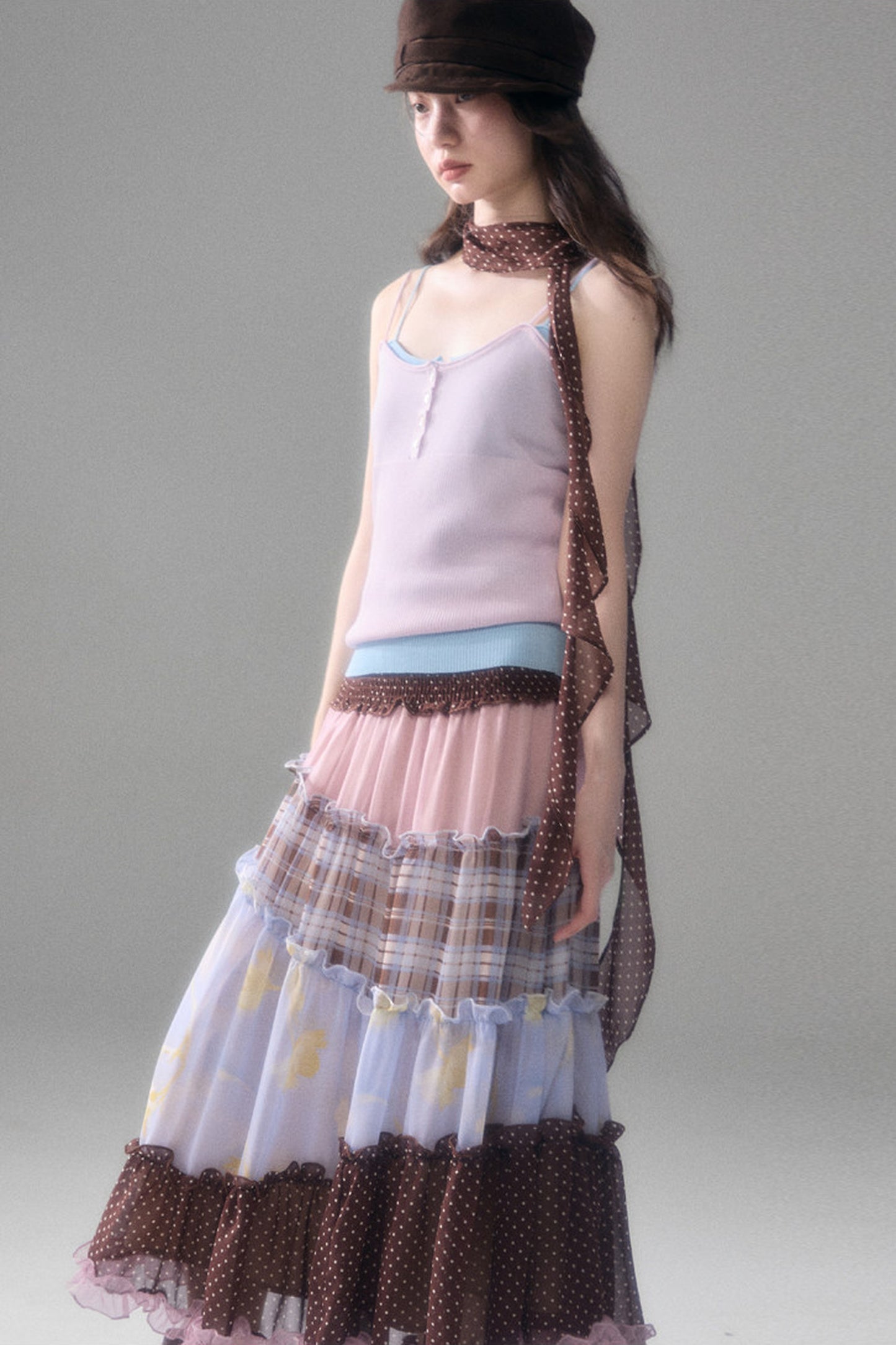 Brownie Tart Patchwork Tube Top Skirt