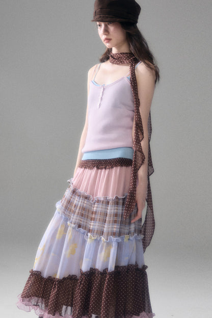 Brownie Tart Patchwork Tube Top Skirt