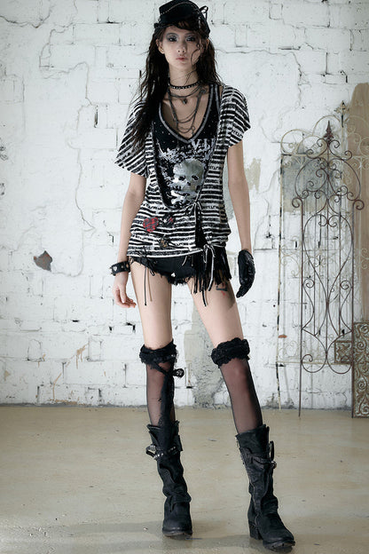 Vintage Asymmetrical Printed Top