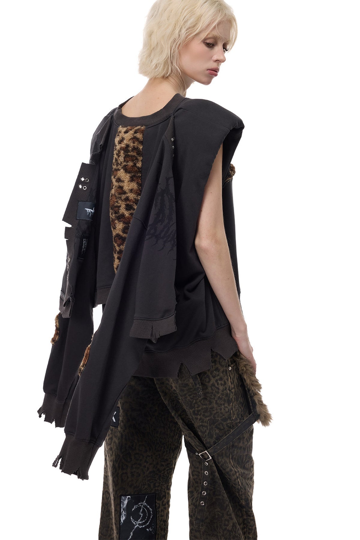 Leopard Print Rock Patch Pants