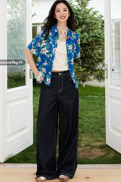 Bougainvillea Print Summer Blouse