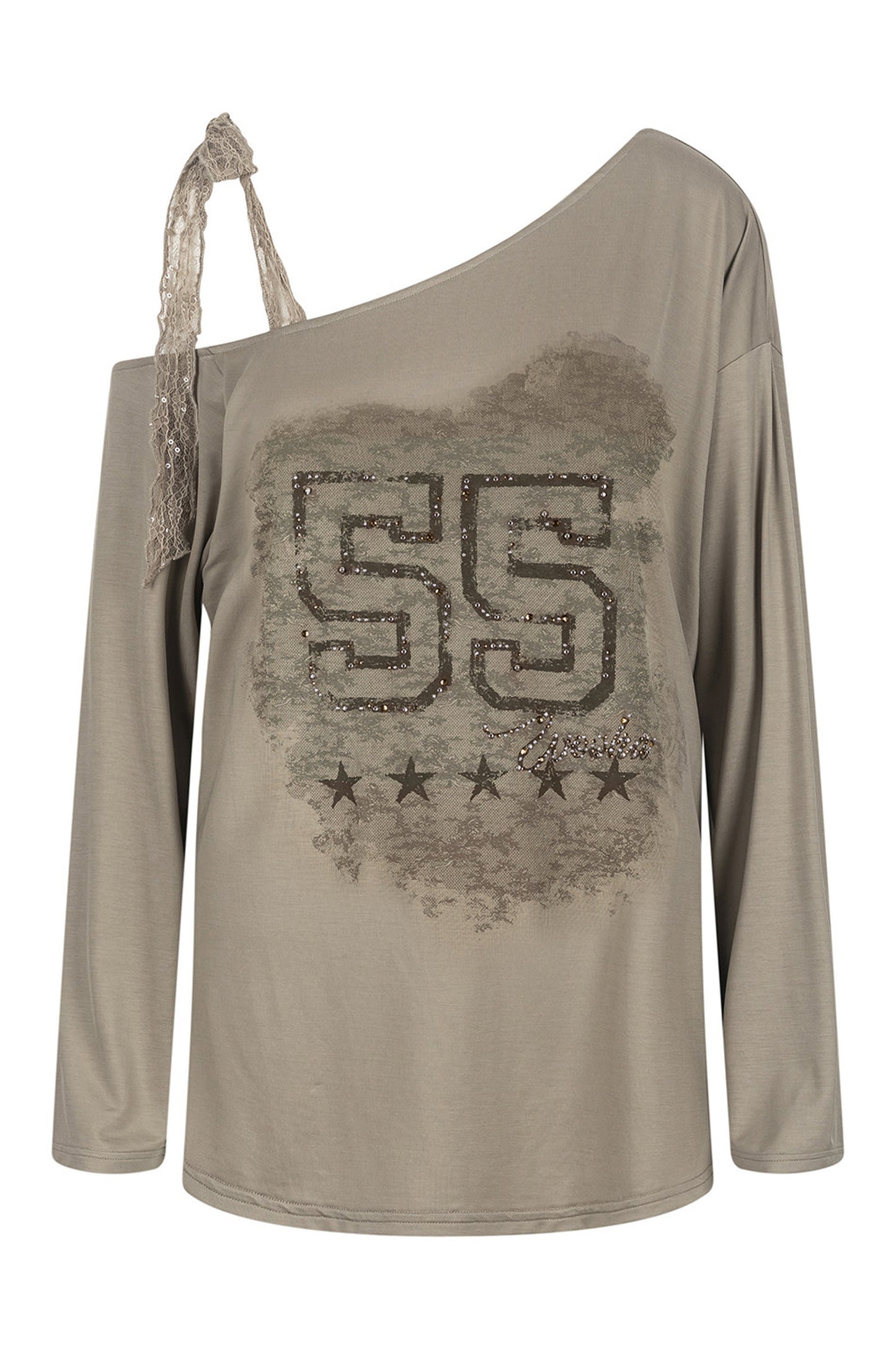 Asymmetrical Lace Shoulder Top