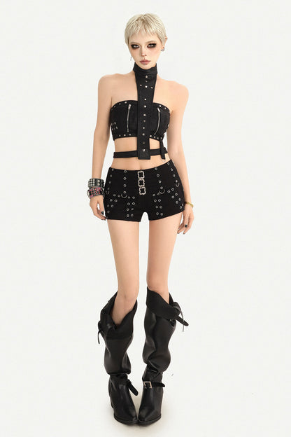 Punk Style Studded Shorts