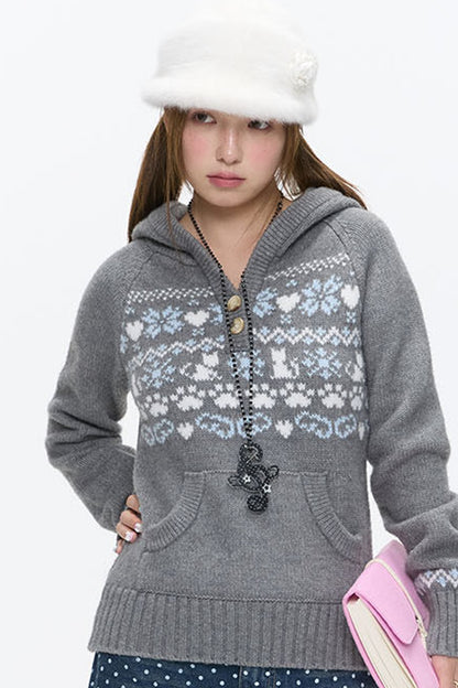 Fair Isle Knit Hoodie