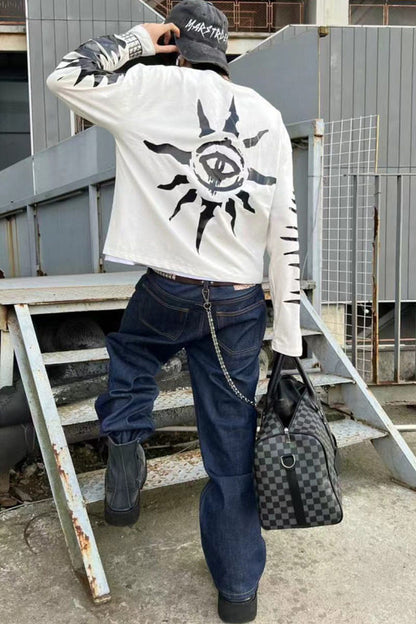 Eye Print Studded Long Sleeve Tee